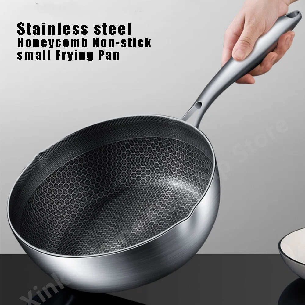 Poêle à frire en acier inoxydable 316, idéale pour la cuisson des steaks, avec revêtement antiadhésif alvéolé et fond plat. Compatible avec les plaques à induction et autres ustensiles de cuisine.