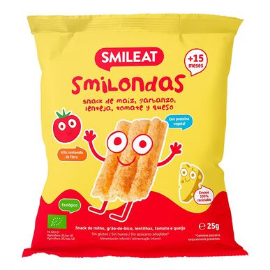 Smileat Smilondas Maissi- ja kikhernevälipala 15M Maissi-, tomaatti- ja juustovälipala 25g 25g