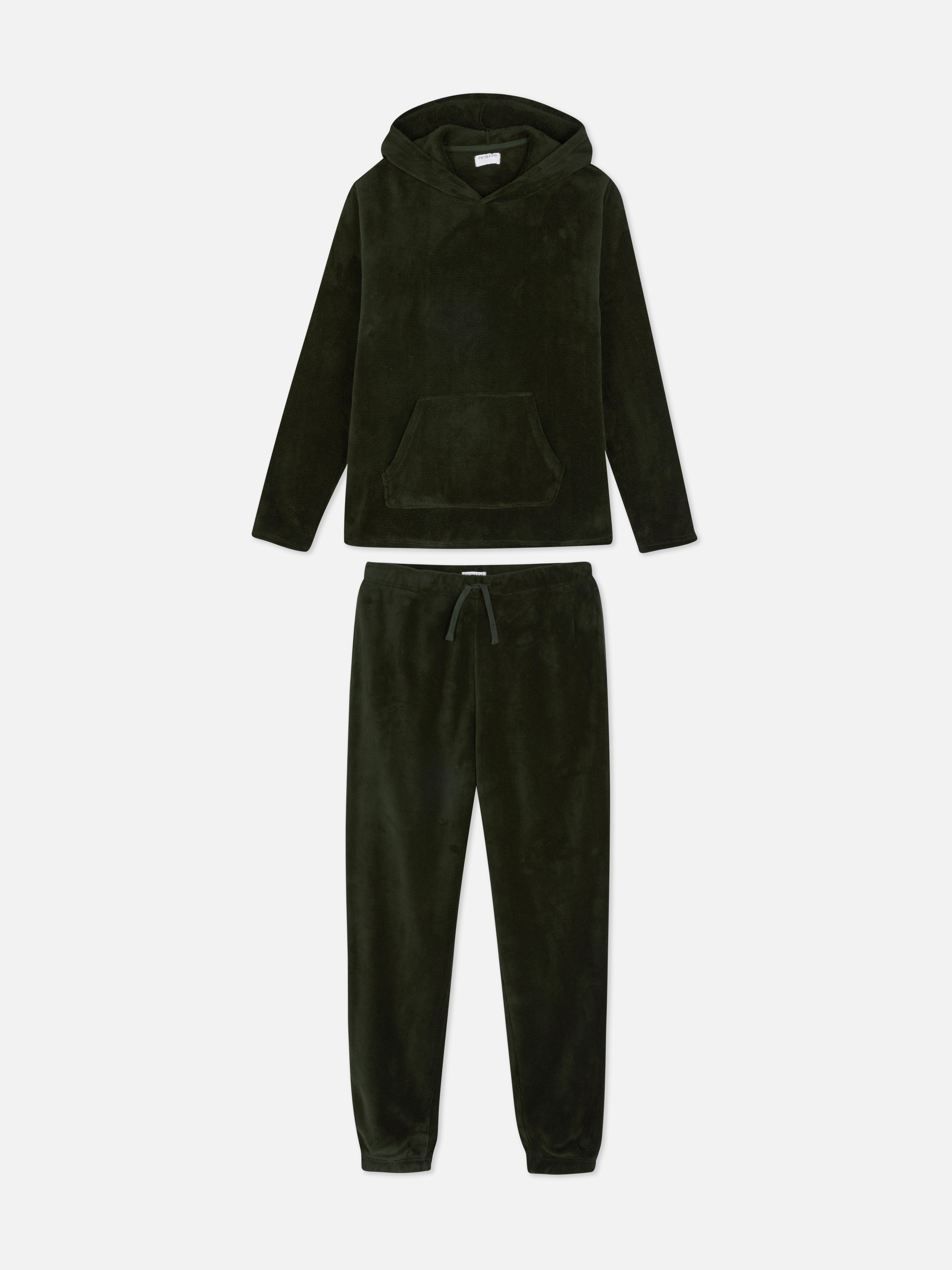 Pijamale din fleece cu glugă Pijamale calde din fleece cu glugă și manșete la gleznă