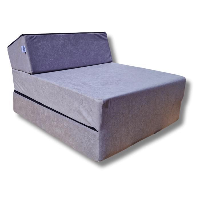 Matelas de jeunesse lit fauteuil futon pliable pliant - NATALIA SPZOO - gris - Mousse - Ferme - 1 place