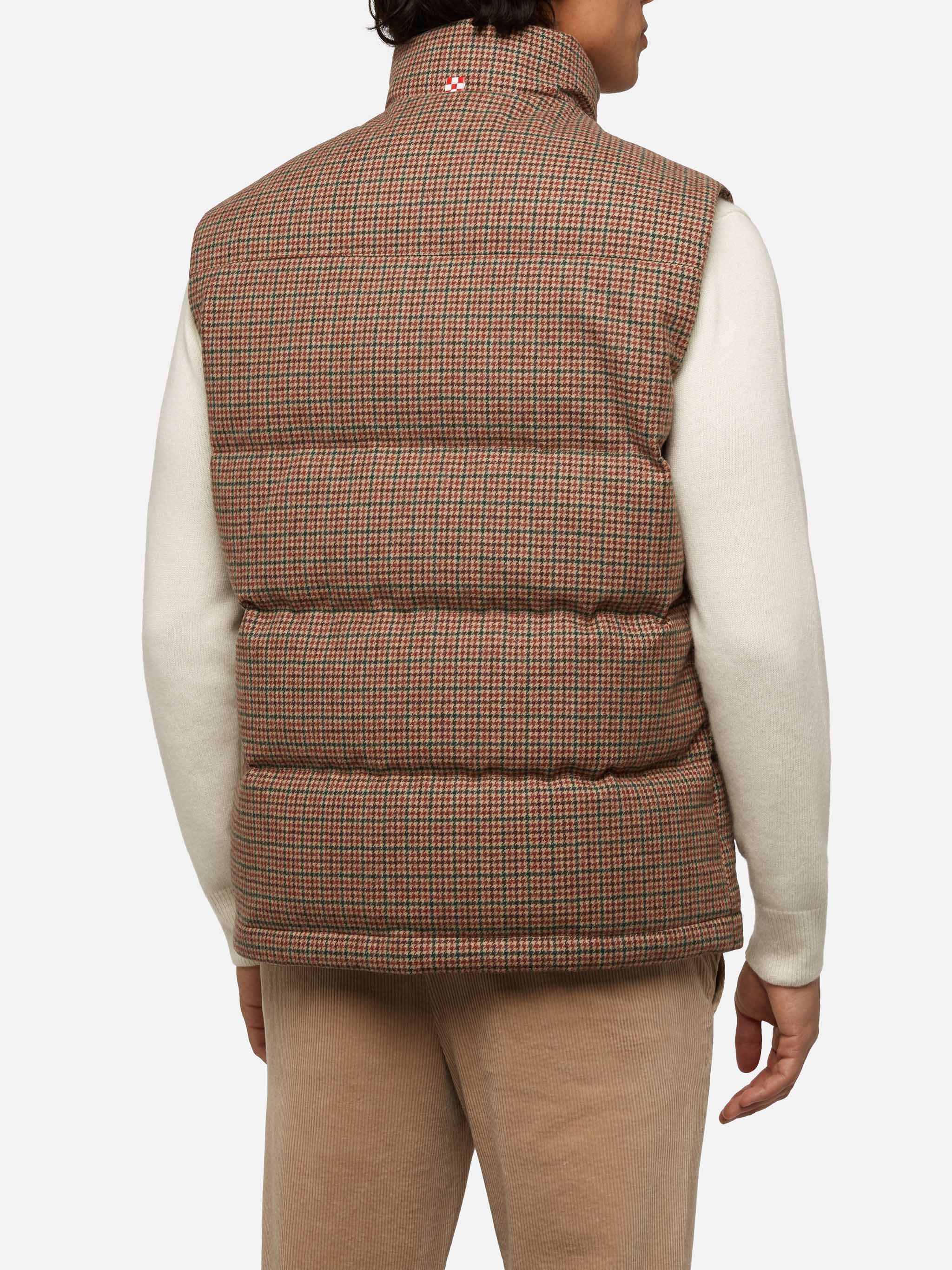 Thunder Down gewatteerd vest met pied-de-pouleprint