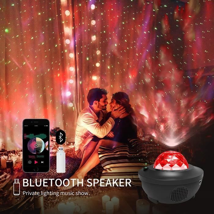 Projecteur de veilleuse 3 en 1 Galaxy LBell - Projecteur Star + Projecteur LED Ocean Wave - Noir - Enfant