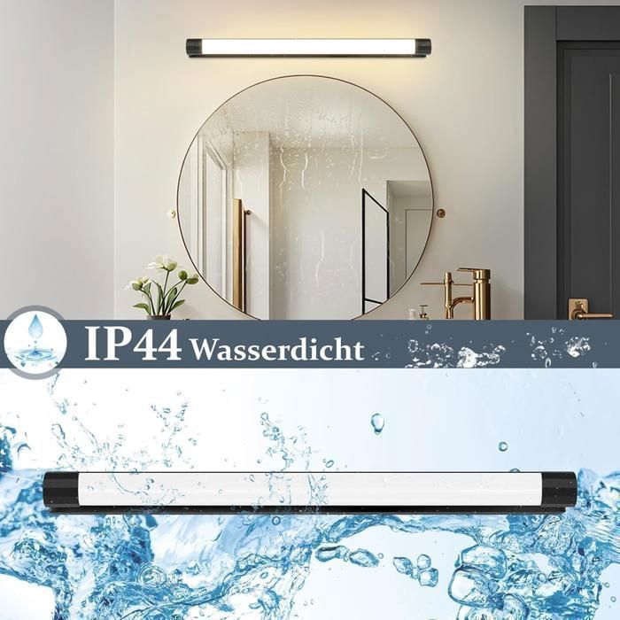 Homefire applique murale noire à LED pour miroir de salle de bain, 50 cm - 10 W, indice de protection IP44