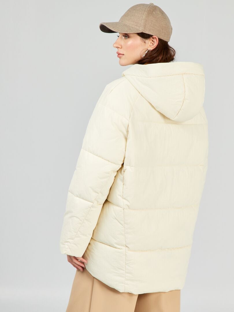 Lange gewatteerde donsjas - Beige