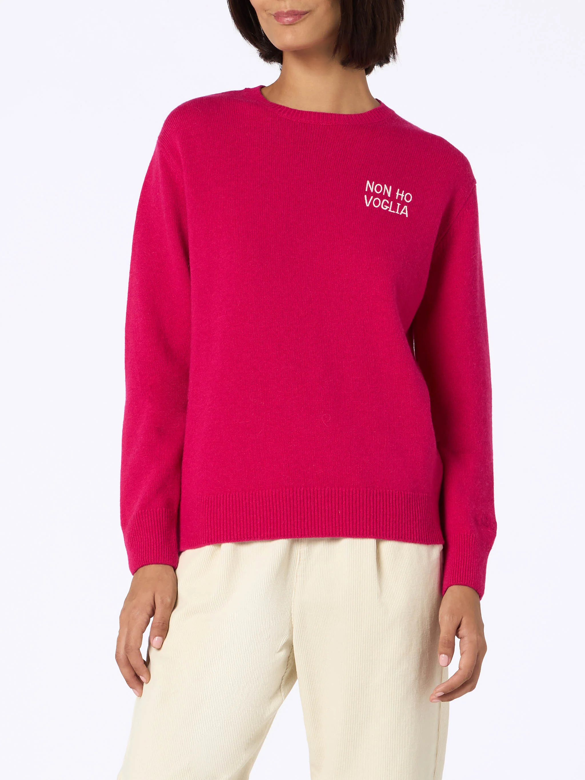 Pull bordeaux pour femme New Queen avec broderie « I Don't Want »