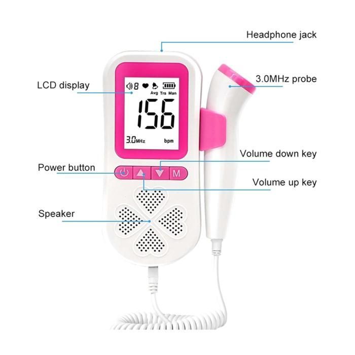 Fetal Heart Rate Monitor — Fetal Doppler Pregnancy, Home Heart Rate Monitor for Pregnant Women