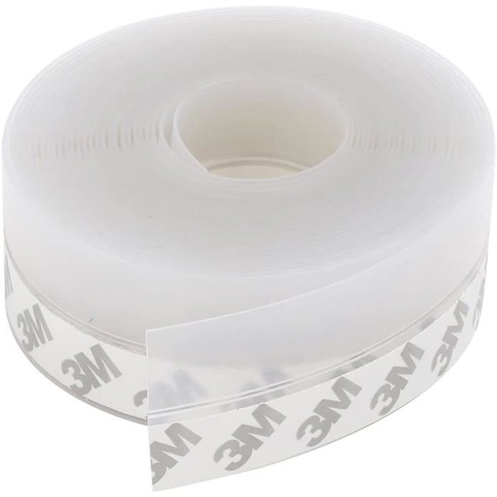 Tira adhesiva para la parte inferior de la puerta, 8 m x 25 mm, tira de sellado de silicona flexible transparente, adhesivo impermeable, aislamiento acústico.