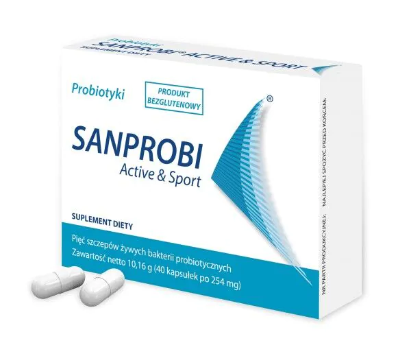 Sanprobi Active & Sport, Suplement diety zawierający żywe kultury bakterii, Kapsułki
