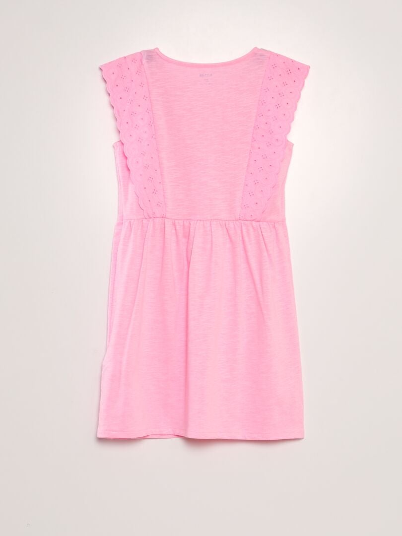 Jurk met Engelse borduursteken - ROZE