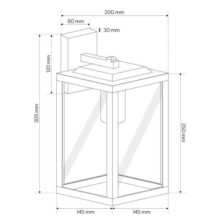 Aplique de pared exterior GAIA T E27 negro, resistente al agua IP44, EDO777369, línea Garden - EDO - GAIA T - Aluminio - LED - Negro