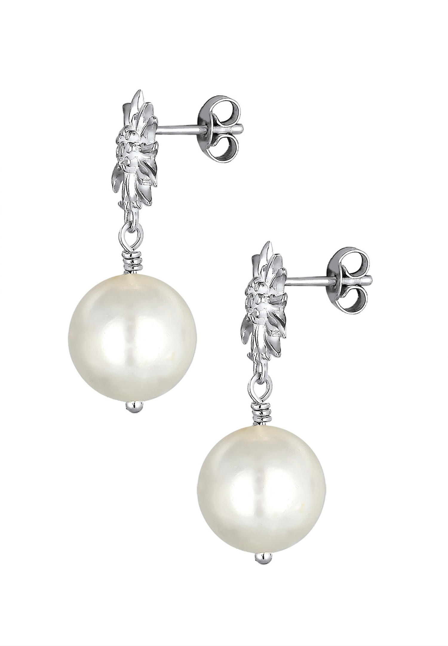Elli Femmes Pendentif d'oreilles Édelweiss Dirndl avec Perle de Coquille en Argent Sterling 925