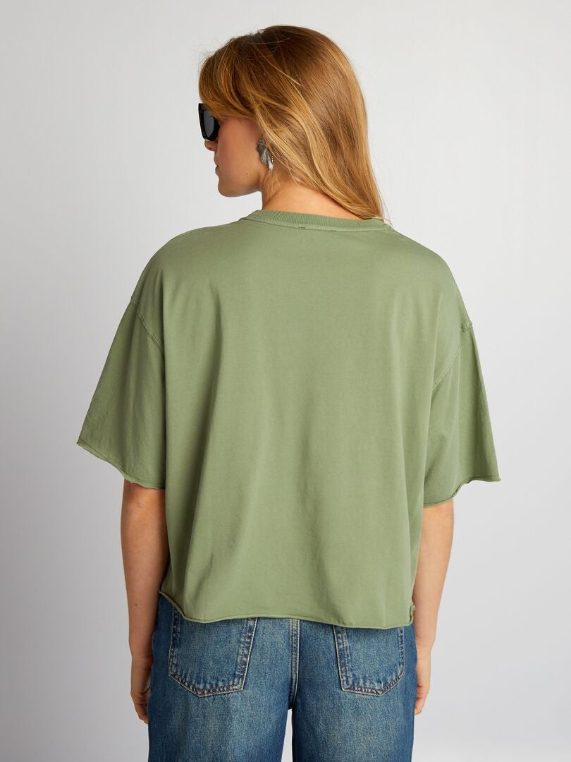 Katoenen T-shirt met verlaagde armsgaten - groen