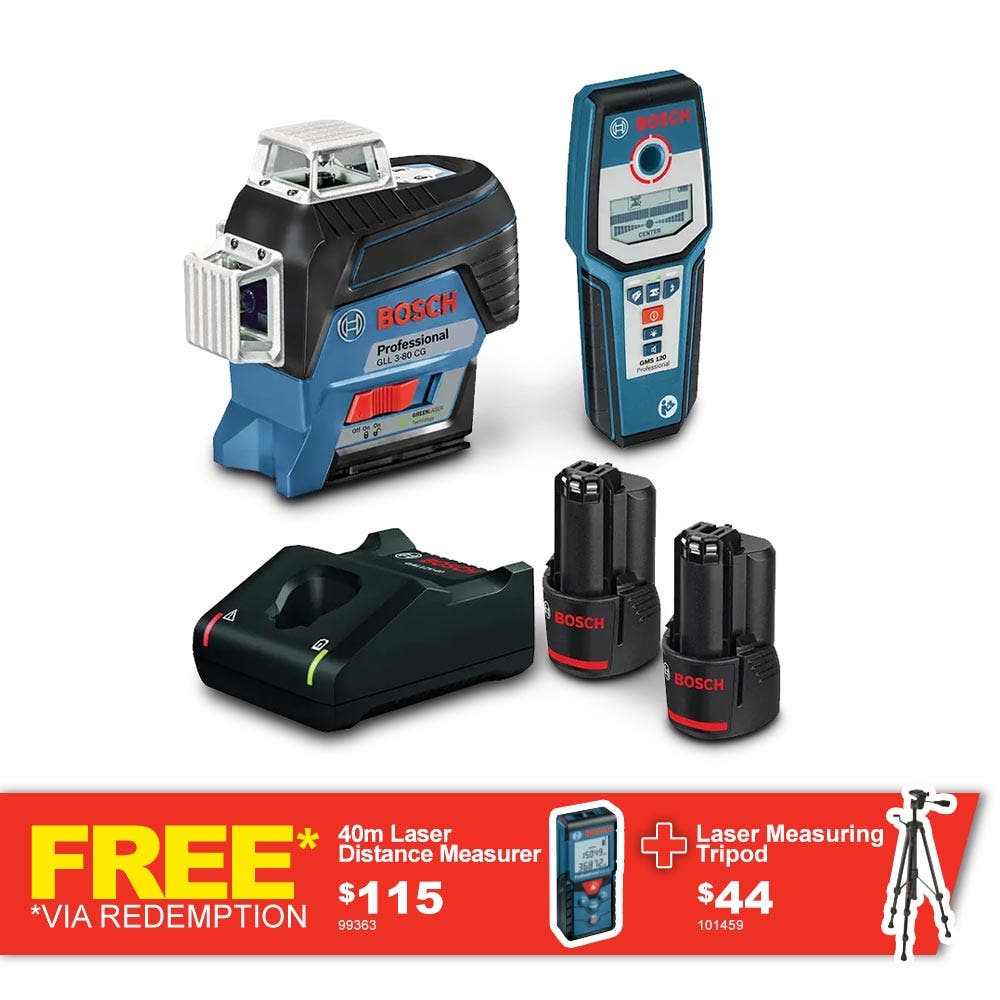 BOSCH 12V, grüner Mehrlinienlaser mit Bolzensucher GMS-120 06159940RE