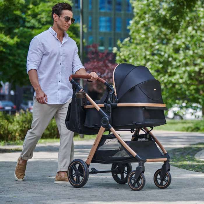 Poussette Kinderkraft ESME combinée 2 en 1 nacelle pliable travel system roues amorties bébé 25 kg noir