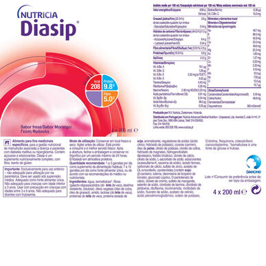 Diasip saveur fraise Diasip 4 x 200 ml 4 x 200 ml