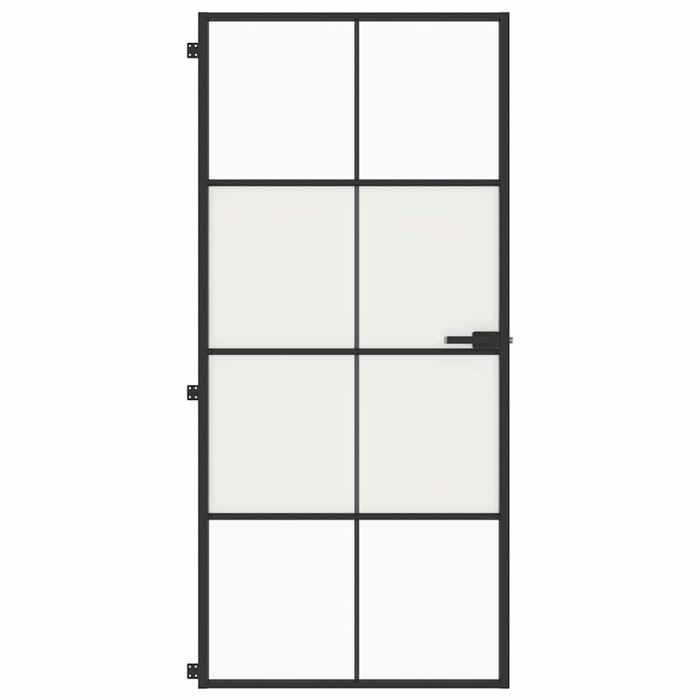 Interior Door - Slim Black Entrance Doors 93x201.5 cm Tempered Glass Aluminum 957101