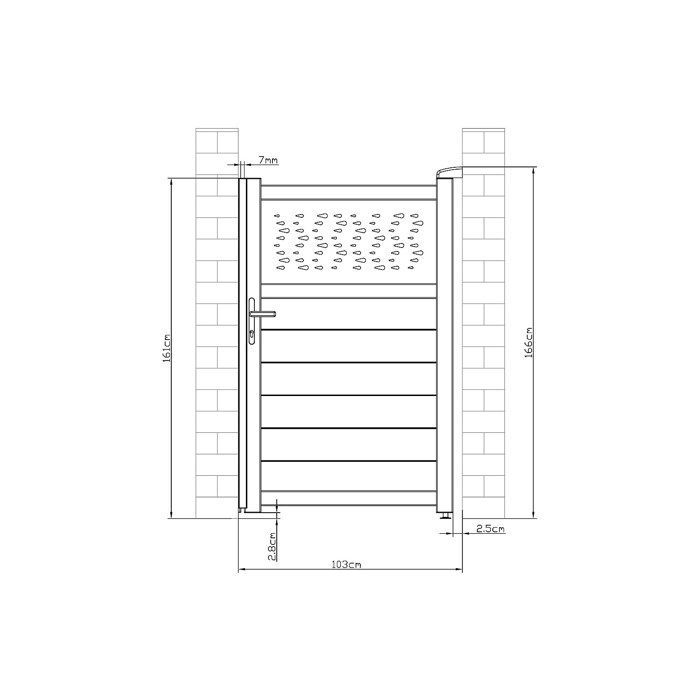 Cancello a battente BAZIO in alluminio semisolido con decorazione, 103 x 166 cm, antracite -