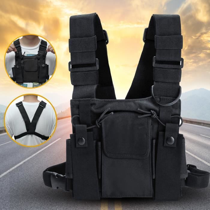 T4W Poche de Poitrine Sacs Harnais Paquet Sac a Dos Etui Pour Motorola Baofeng KENWOOD Walkie Talkie Radio