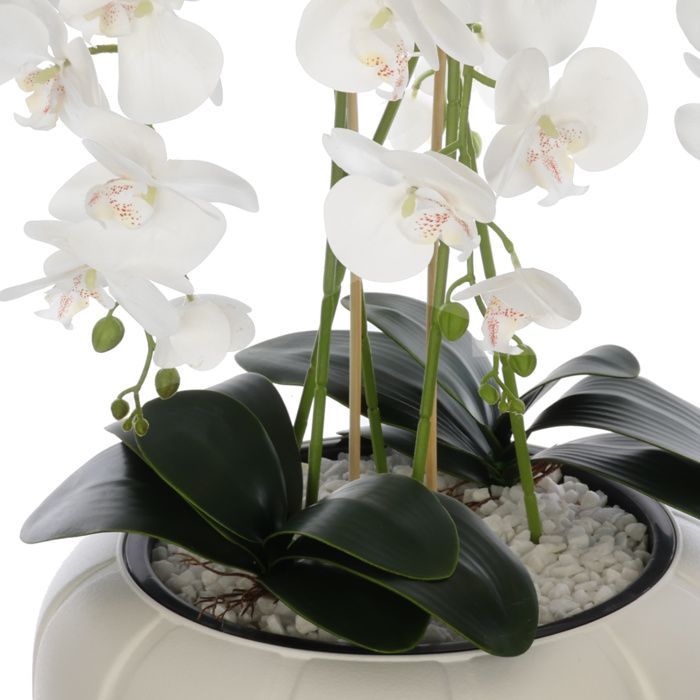 Plante artificielle - BOTLE - Orchidée - H 125 cm - Pot blanc - Décoration intérieure