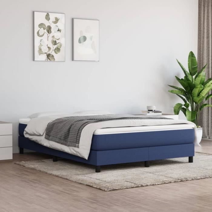 Base de cama vidaXL con muelles, color azul, 140x190 cm, tela (3120514).