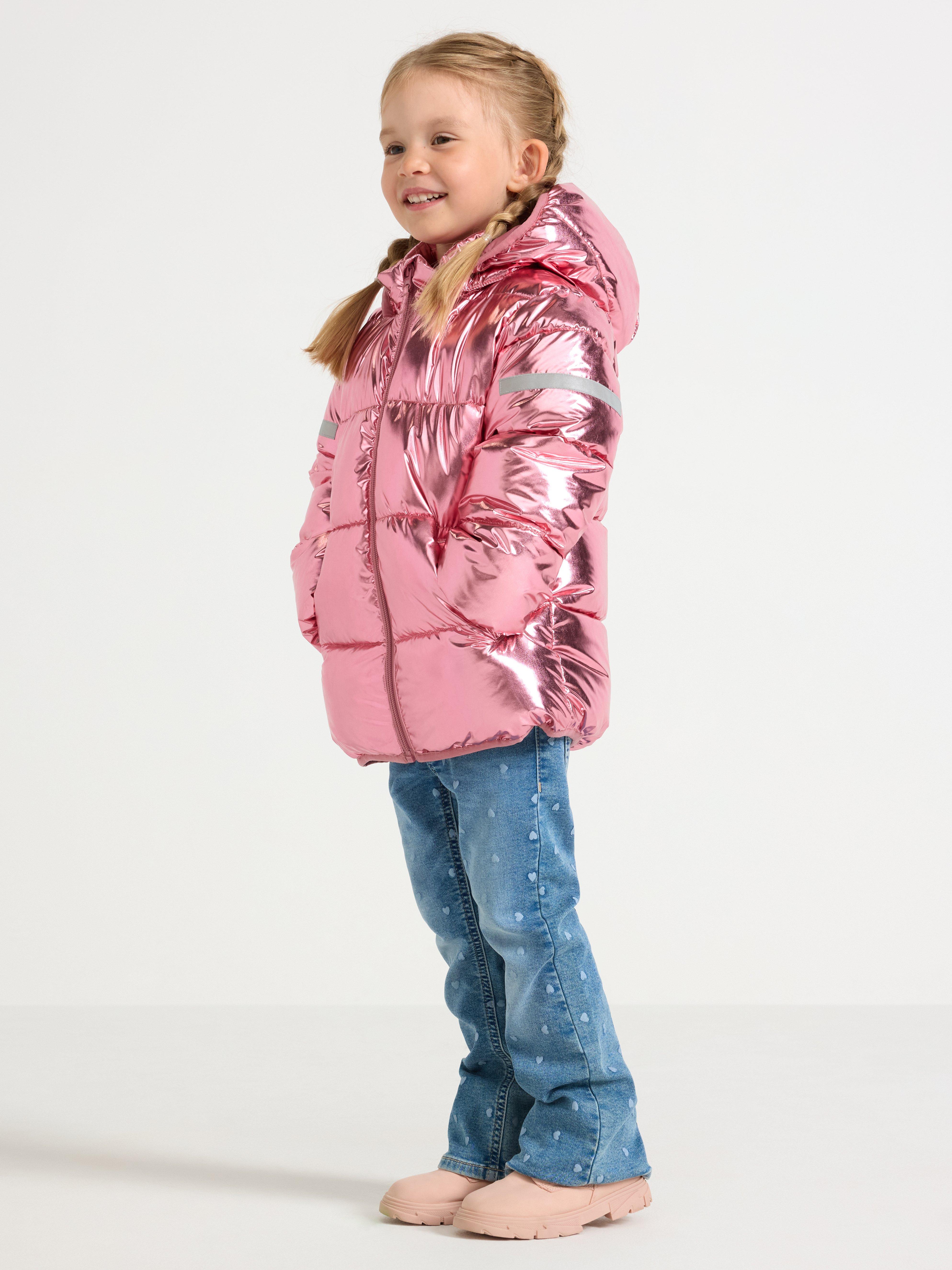 Glansig vadderad jacka Dusty Pink