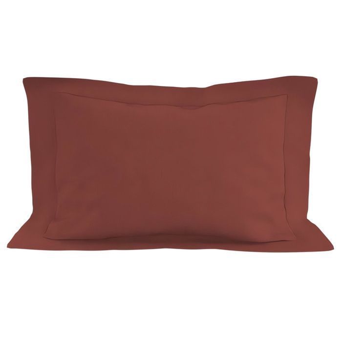 Funda de almohada de algodón, 57 hilos/cm², 50x70 cm, color ladrillo liso, de Soleil d'ocre.