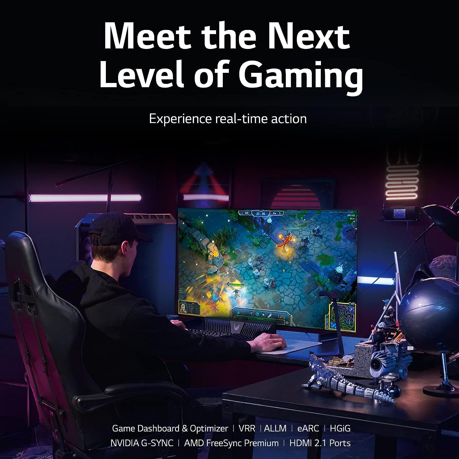 Televisor inteligente LG C2 Series OLED evo de 55 pulgadas (OLED55C2PUA, 2022) - Televisor 4K con IA, Alexa integrada, color plata oscuro.
