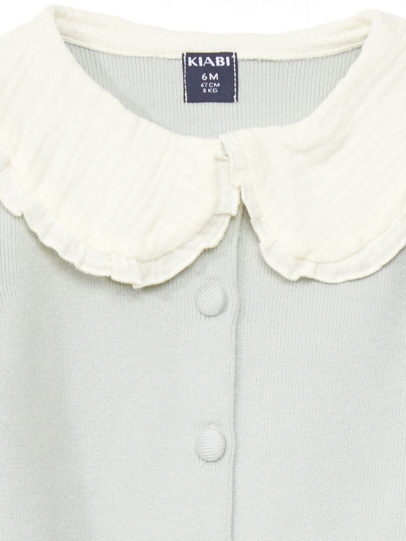 Cárdigan ligero con cuello con volantes - AZUL