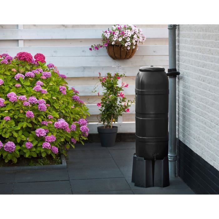 Kit de depósito de agua NATURE - 100 litros - Forma de columna - Resistente a los rayos UV - Fabricado en Europa - Negro