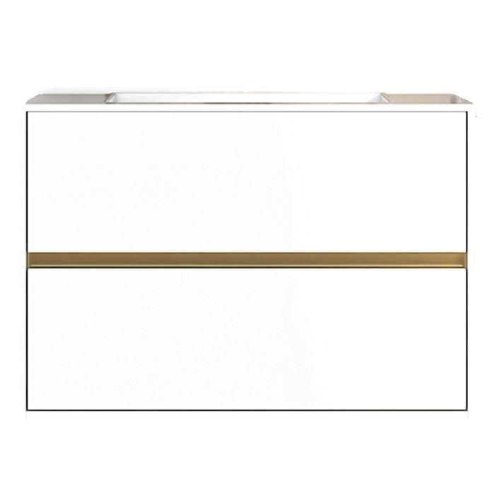 Móvel para lavatório Musea com pia única - Branco e dourado escovado - Essebagno