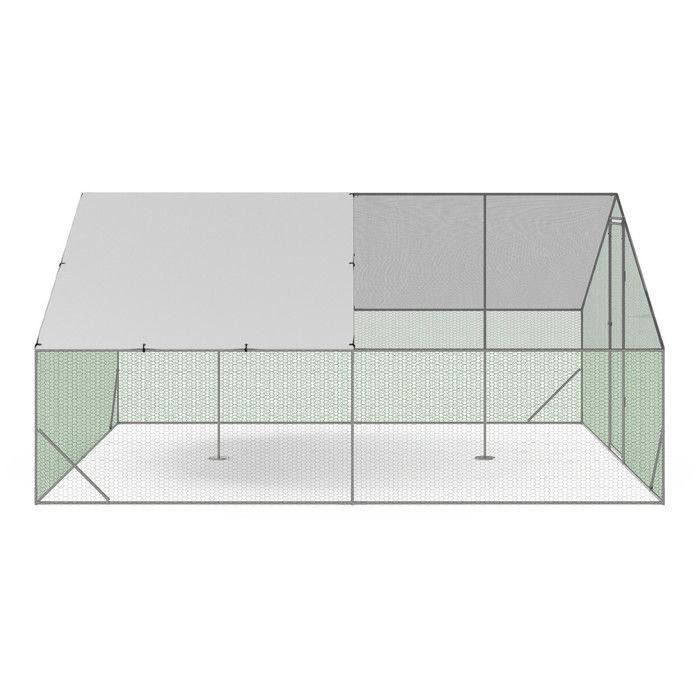 IDMARKET Enclos poulailler 16 m² parc grillagé 4x4 M acier galvanisé