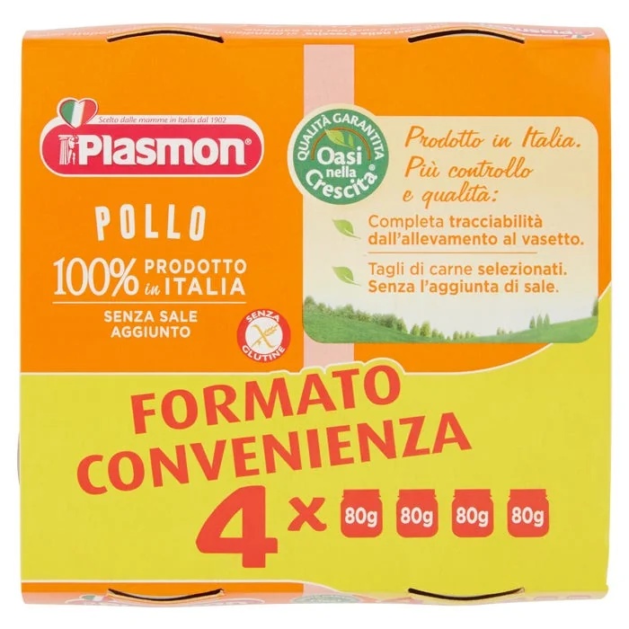 PLASMON Plasmon gehomogeniseerde kip 4 x 80 g babyvoeding