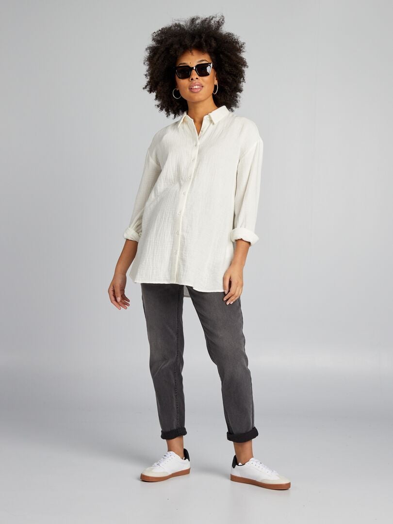 Zwangerschapsjeans met slijtage-effect - GRIJS