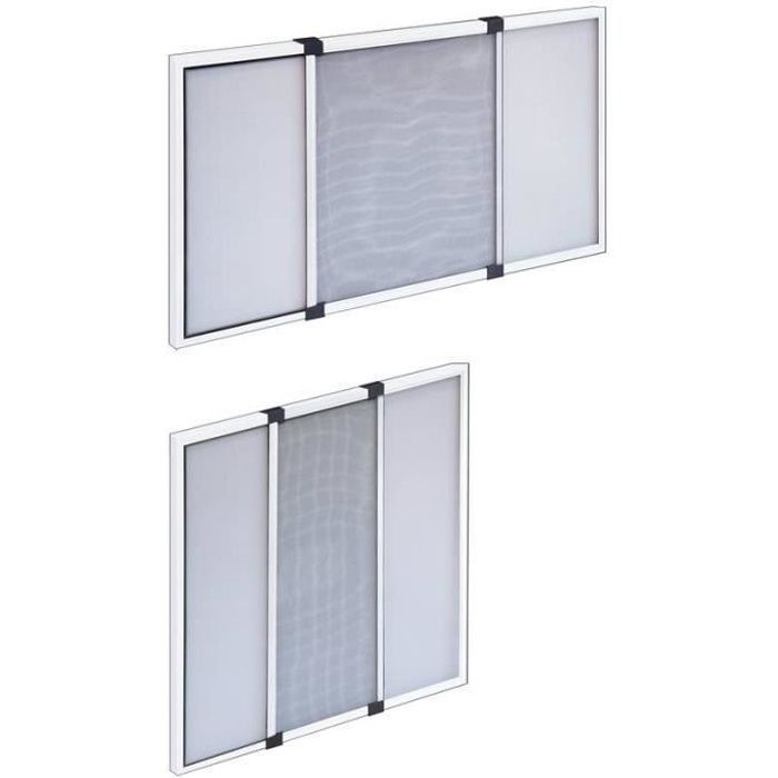 Moustiquaire extensible - TELESIO - 70X50 - Blanc - Aluminium - Ajustable