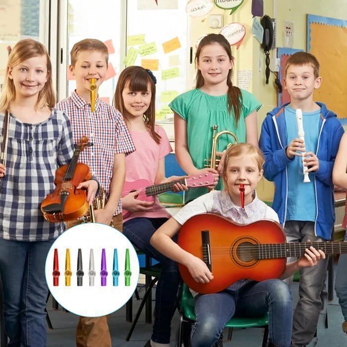 14 kazoo, realizzati in lega di alluminio, disponibili in 7 colori, adatti come strumenti musicali, per bambini e amanti della musica.