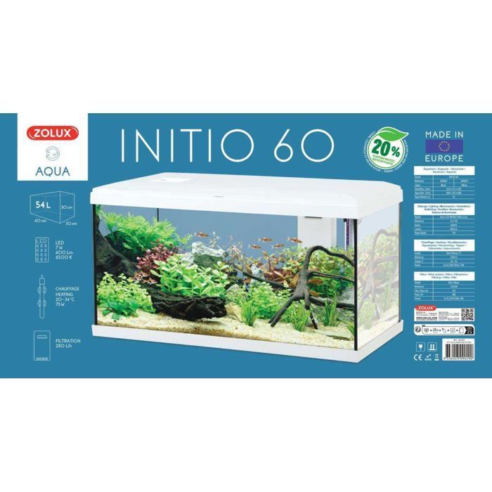 Aquarium poisson Initio 60cm blanc - Zolux Blanc