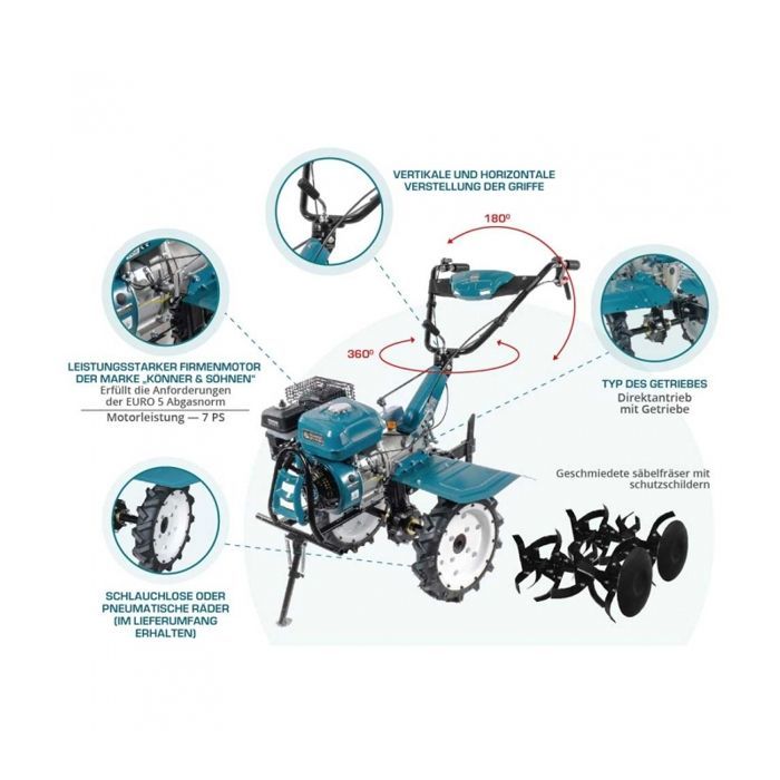 Rototiller - Könner & Söhnen - KS 7HP-1050G - 7 HP - 108 cm de ancho de trabajo - EURO V