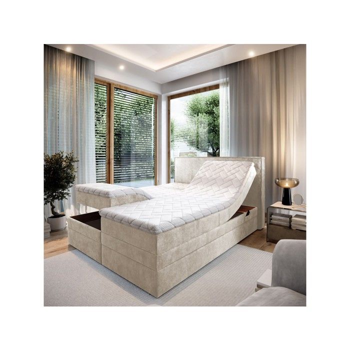 Lit adulte 180x200 POSITANO - ensemble relaxation électrique en tissu beige