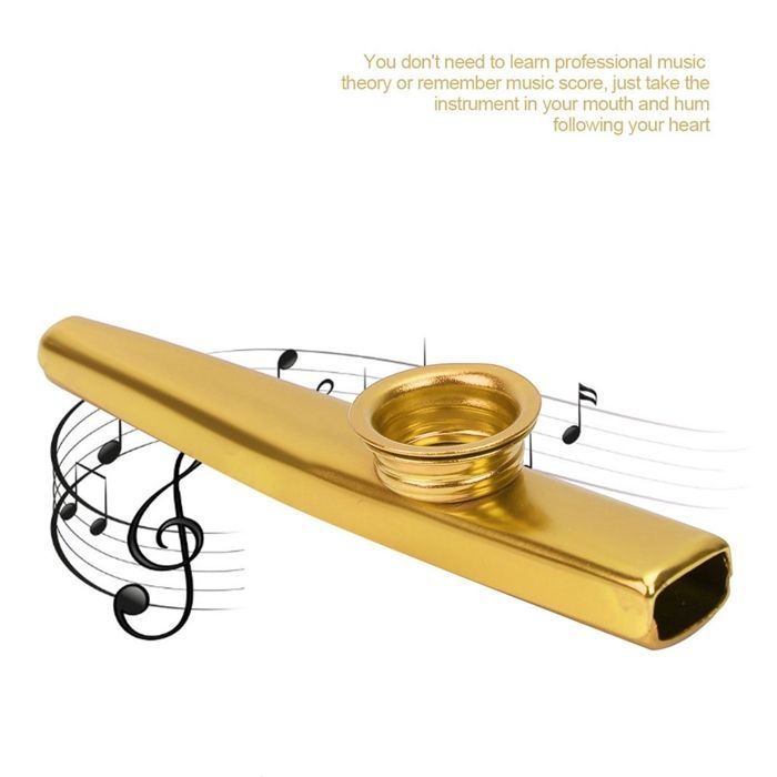 Metalen kazoo, kazoo van aluminiumlegering, gemakkelijk te leren voor kinderen, goudkleurig