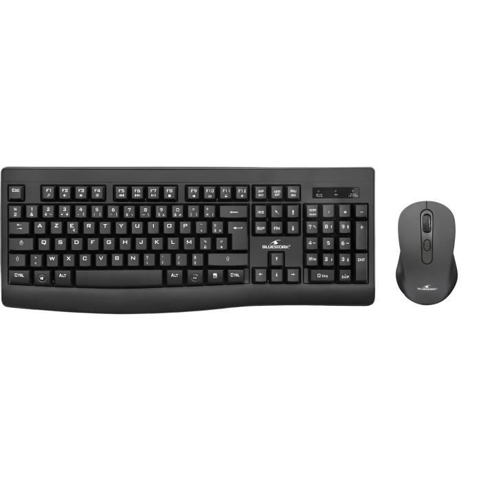 Pack Clavier Souris - BLUESTORK - PACK OFFICE RECHARGEABLE - Sans Fil - Noir