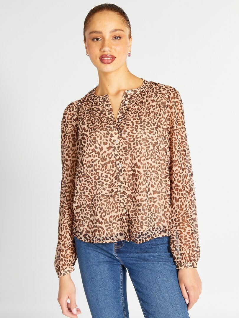 Blusa JDY com estampa de leopardo - Marrom/Leopardo