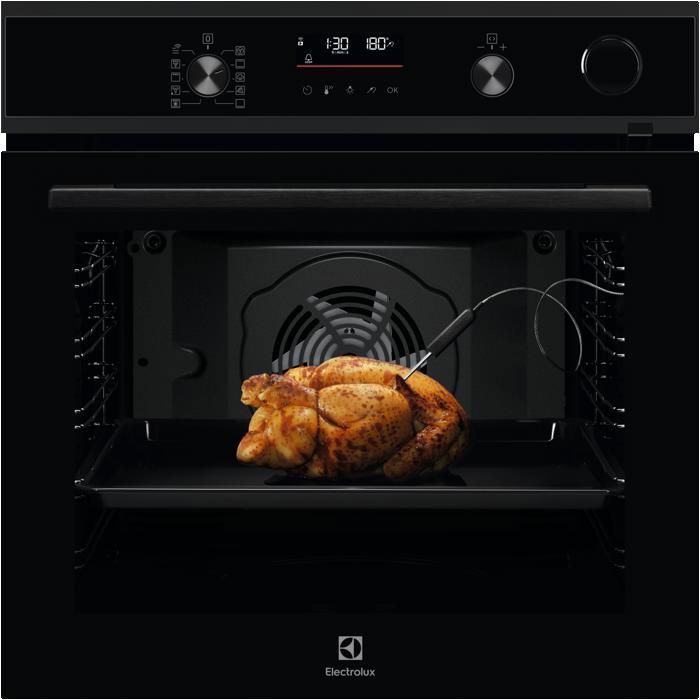 Electrolux 600 SenseCook® Pyrolytic Built-in Oven with SteamCrisp Y6POC67WH Energy Class A++ Pure Black