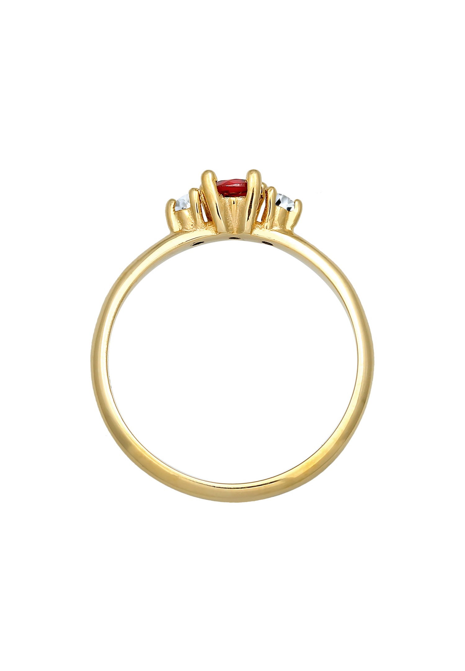 Elli PREMIUM Classique pour dames avec pierre précieuse grenat et topaze en argent sterling 925 plaqué or