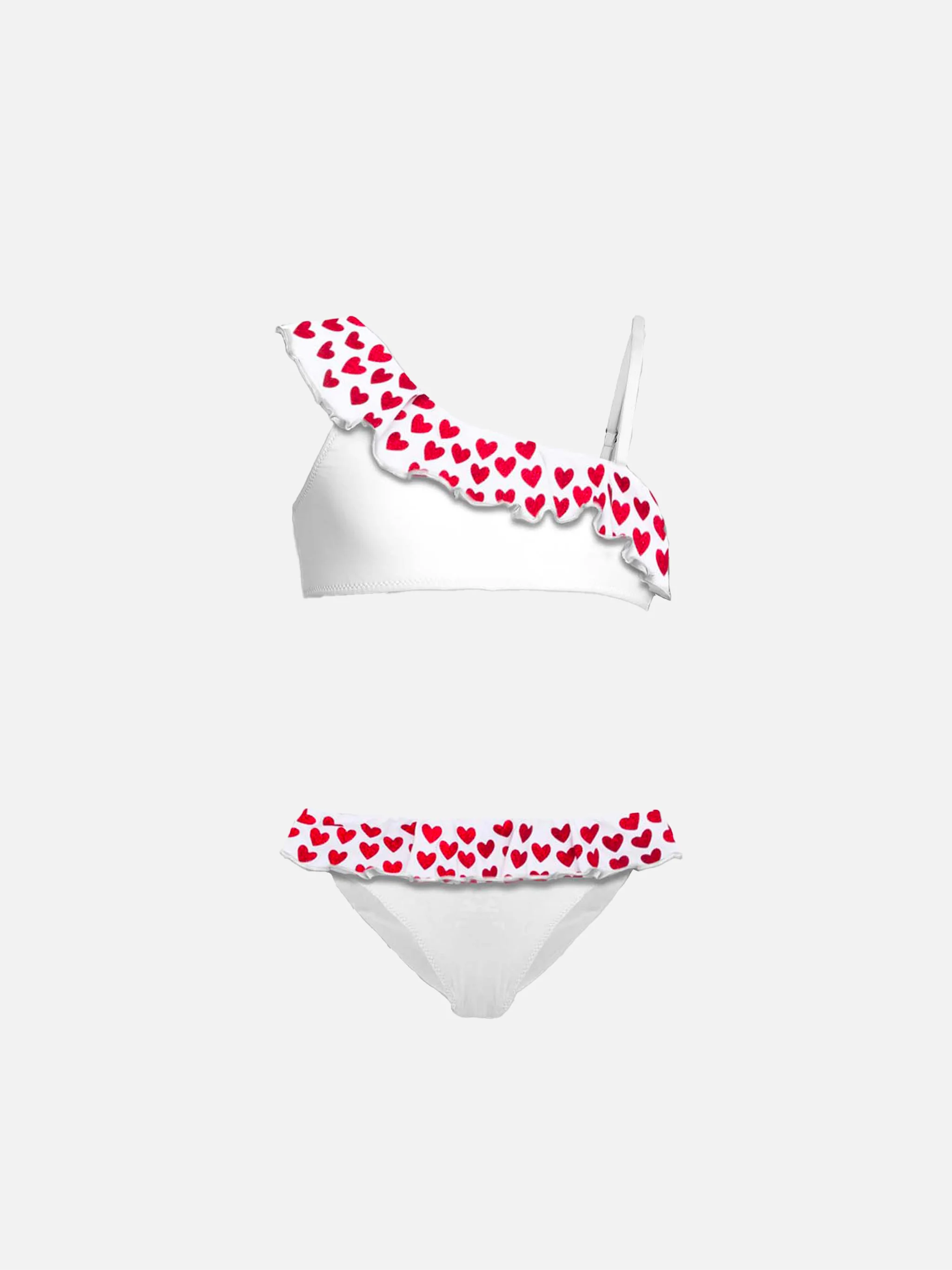 Bikini met één schouderband en ruches voor meisjes