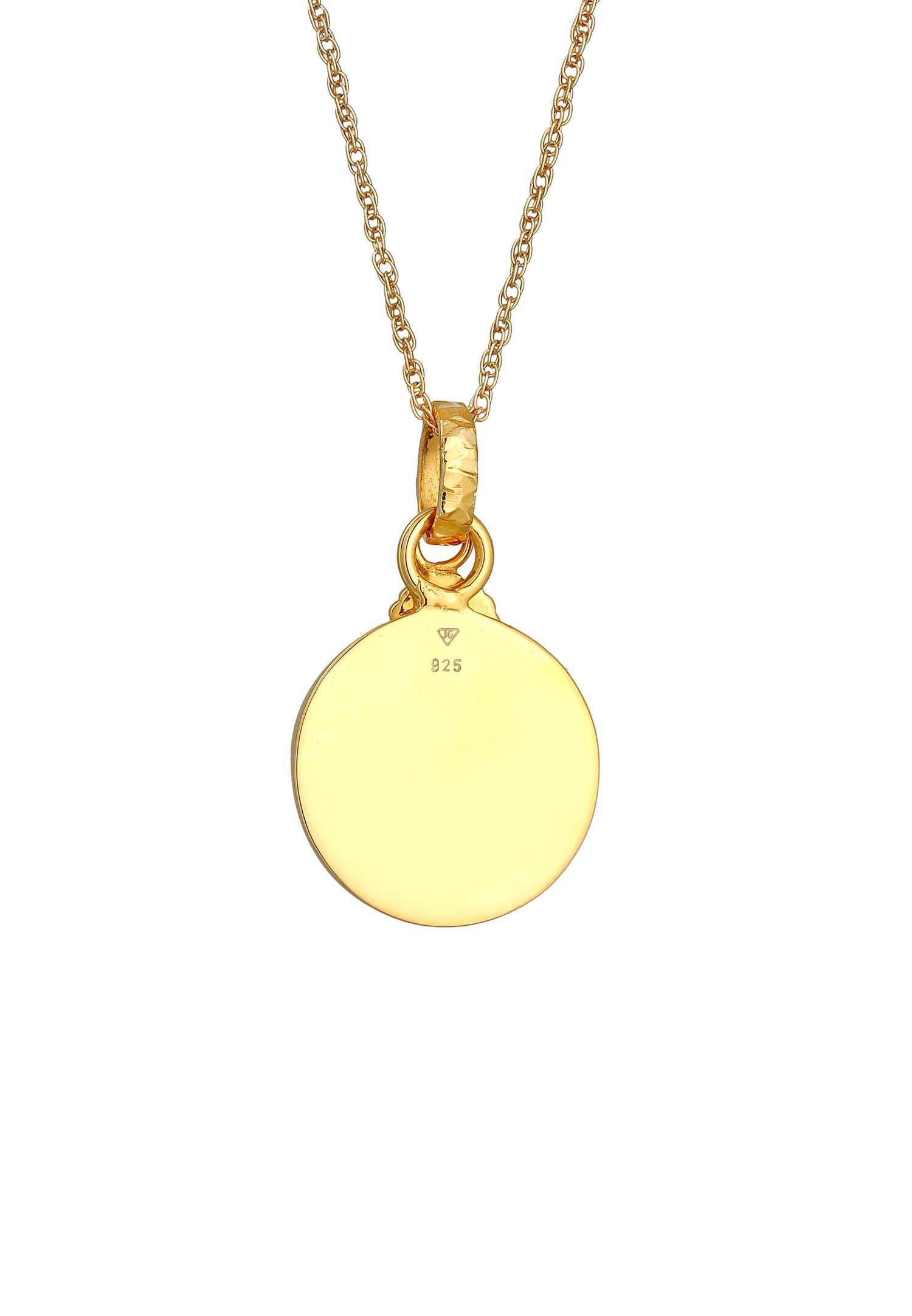 Elli Pendentif Plaque Femme Soleil Antique Rond avec Opale Synthétique en Argent Sterling 925 Plaqué Or
