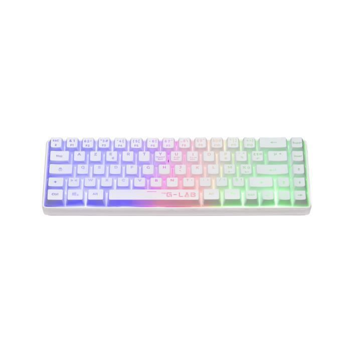 Teclado Gamer - Membrana - The G-Lab - KEYZ HYDROGEN WL - Retroiluminação Arco-Íris - Sem Fio - Semi-mecânico - AZERTY - Branco