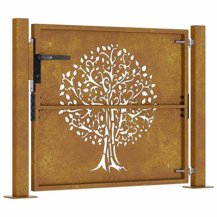 vidaXL Portail de Jardin, Portillon de Patio, Barrière de Sécurité, Porte d'Extérieure Terrasse, 105x80 cm Acier Corten 153214