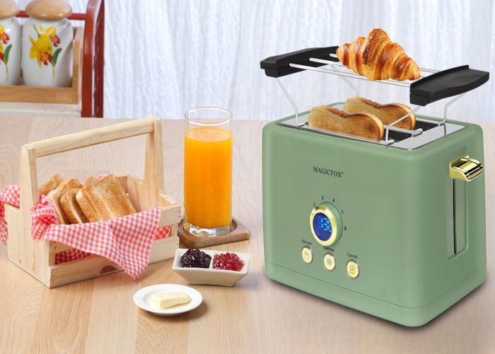 Grille-pain numérique MAGICFOX ClassicToast - 840 W, 2 Fentes extra larges, Éjection Automatique, 3 fonctions préréglées - Vert