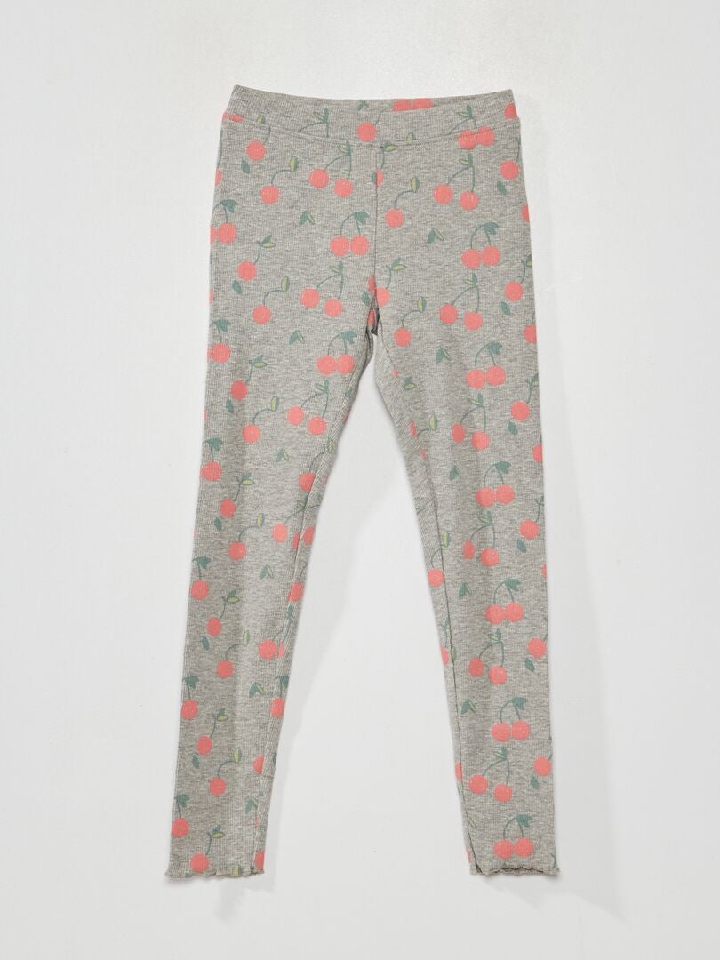 Bedrukte ribgebreide legging - ROZE