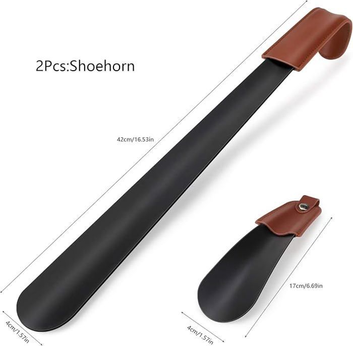 Shoehorn with long handle, 42 cm + leather shaft 16 cm